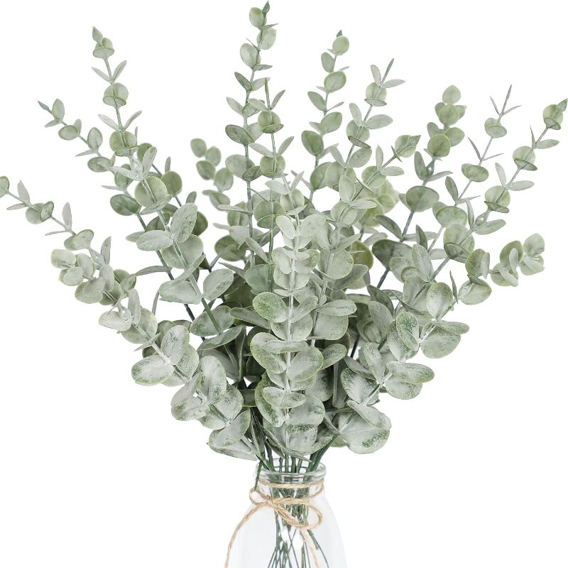 Photo 1 of Tiyard 18pcs Eucalyptus Stems Artificial Eucalyptus Leaves Stems Real Grey Green Touch Leaf Branches for Home Office Flowers Bouquet Centerpiece Wedding Decoration

