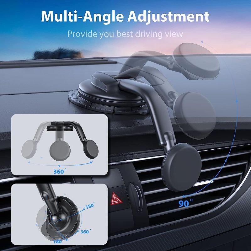 Photo 3 of Magnetic Phone Holder for Car, [ Powerful Magnets & Military-Grade Suction] Car Phone Holder Mount Dashboard Windshield Cell Phone Holder Phone Stand...
