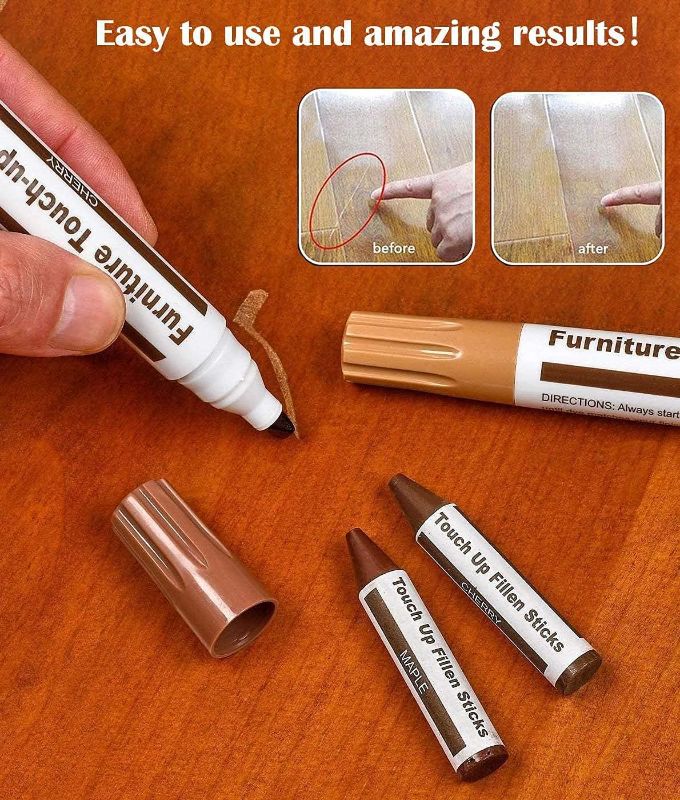 Photo 4 of Lifreer Revolutionary Furniture Touch Up Markers, 12 Colors Wood Scratch Repair Markers Kit - Perfect for Stains, Scratches, Wood Floors, Tables, and Bedposts - Easy to Use and Long-Lasting Results!
