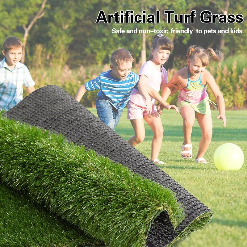 Photo 3 of Artificial Grass  Fake Grass Mat, 4 Tones Synthetic Turf Rug, Thick Artificial Grass for Dogs Pets/Garden Lawn Landscape, Customized Sizes Indoor Outdoor
