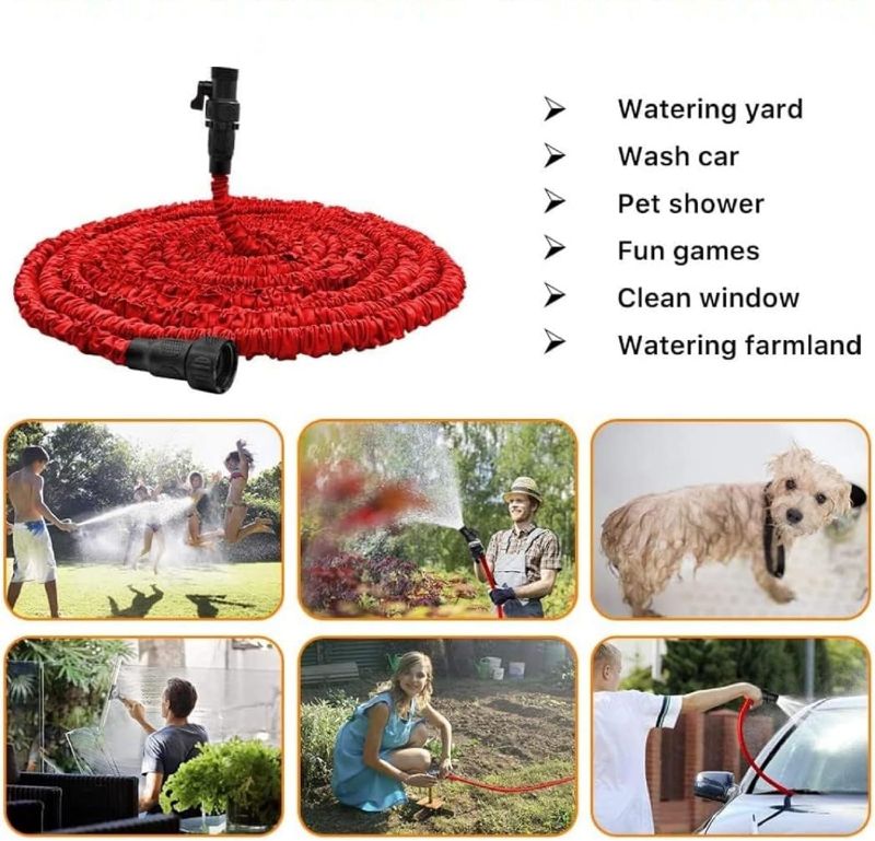 Photo 2 of ENVEED Garden Hose, Water Hose, Garden Hose with 3/4" Fittings, Triple-layer Core, Hose useful house gifts for Outdoor Lawn Car Watering Plants Red 25 FT (25 FT)
v
