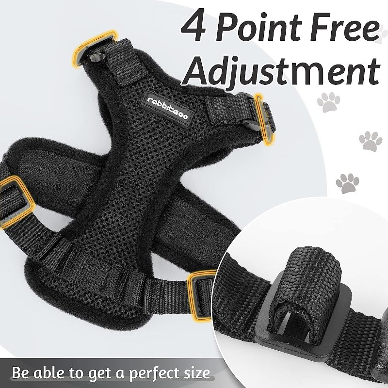 Photo 2 of RABBITGOO- Cat Harness and Leash for Walking, Escape Proof Soft Adjustable Vest Harnesses for Cats, Easy Control Breathable Reflective Strips Jacket, Black, XS
