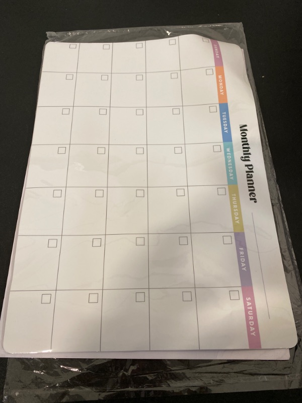 Photo 1 of Magnetic Dry Erase Calendar Whiteboard) for Refrigerator, Wall, and Fridge Organization with Monthly, Weekly, and Daily Notepads. Comes with 1 Eraser
