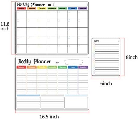 Photo 2 of Magnetic Dry Erase Calendar Whiteboard) for Refrigerator, Wall, and Fridge Organization with Monthly, Weekly, and Daily Notepads. Comes with 1 Eraser
