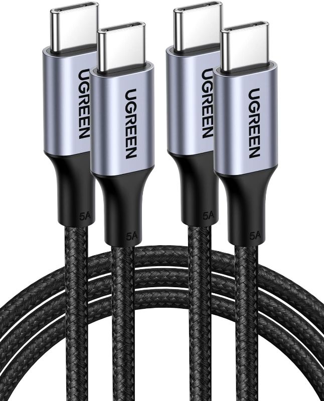 Photo 1 of UGREEN 100W 2-Pack USB C to USB C Cable Type C Fast Charging Compatible with iPhone 15/15 Plus/15 Pro/15 Pro Max/Samsung Galaxy S23/S22 Ultra/Laptop/Tablet/Switch, etc. 3.3FT Black

