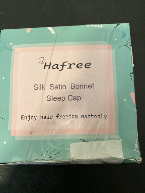 Photo 4 of HAFREE- Black Silk Satin Bonnet Silk Bonnet Sleep Cap for Women Hair Bonnet for Curly Hair Sleeping Adjustable Wide Band Double Layer
