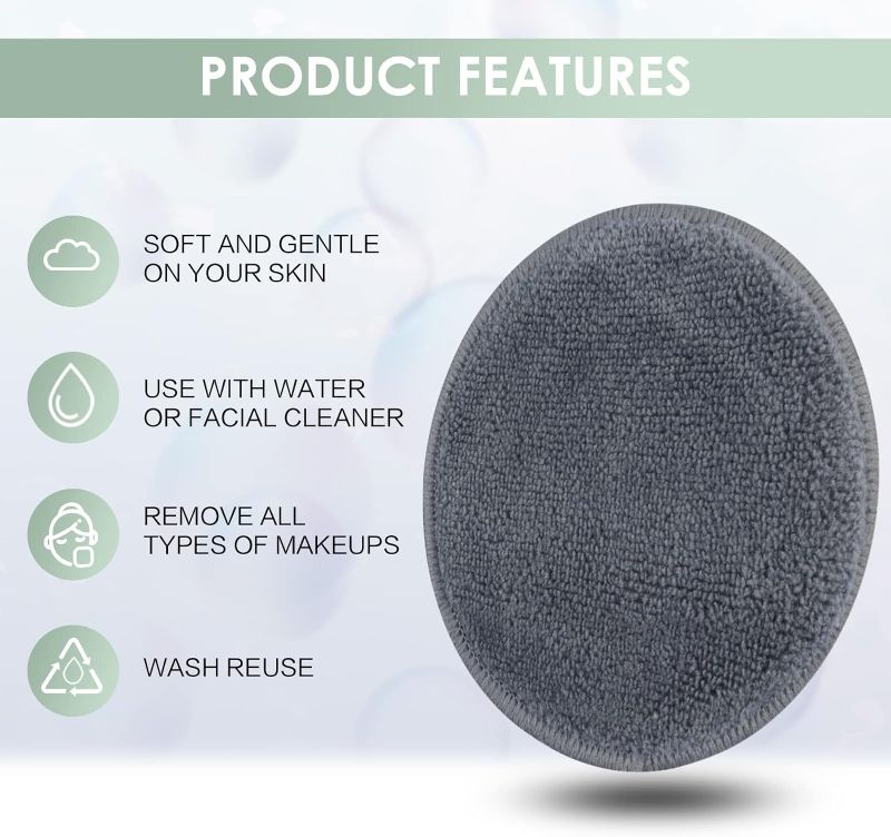 Photo 4 of Ecolifestyle Reusable Makeup Remover Pads (20 Pack) - Reusable Cotton Rounds | Washable Eco-Friendly Pads for All Skin Types | Eco Friendly Products - Zero Waste Sustainable Gifts (GREY)
