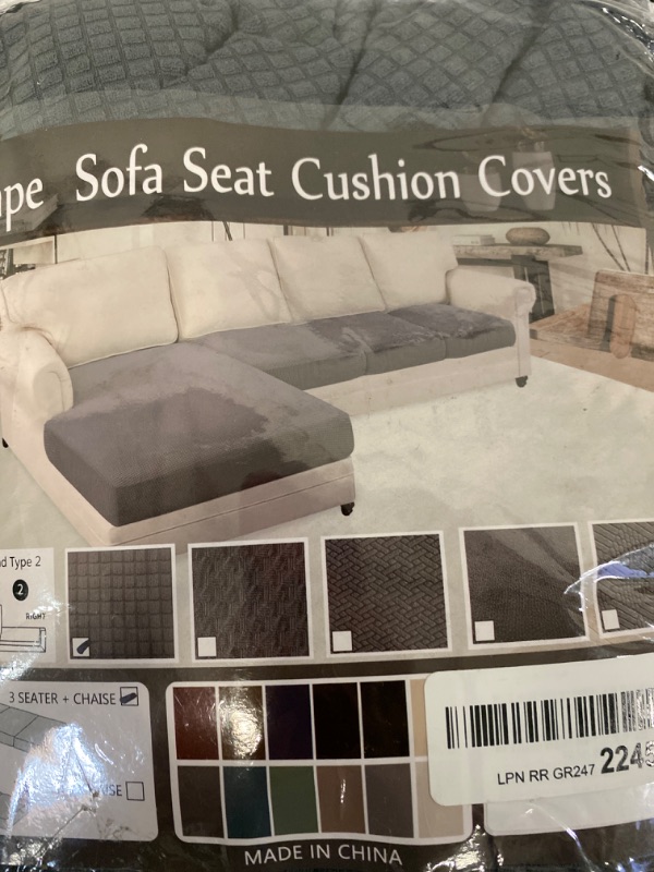 Photo 4 of Sectional Couch Covers 5 Pieces Stretch Sofa Covers for Sectional Sofa Set Separate L Shaped Couch Cover for Both Left/Right Couch (Grey)

