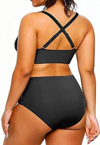 Photo 2 of Yonique Womens Plus Size Bikini High Waisted Swimsuits Two Piece Bathing Suits Tummy Control Swimwear- Size 16 W
