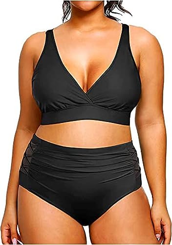 Photo 1 of Yonique Womens Plus Size Bikini High Waisted Swimsuits Two Piece Bathing Suits Tummy Control Swimwear- Size 16 W
