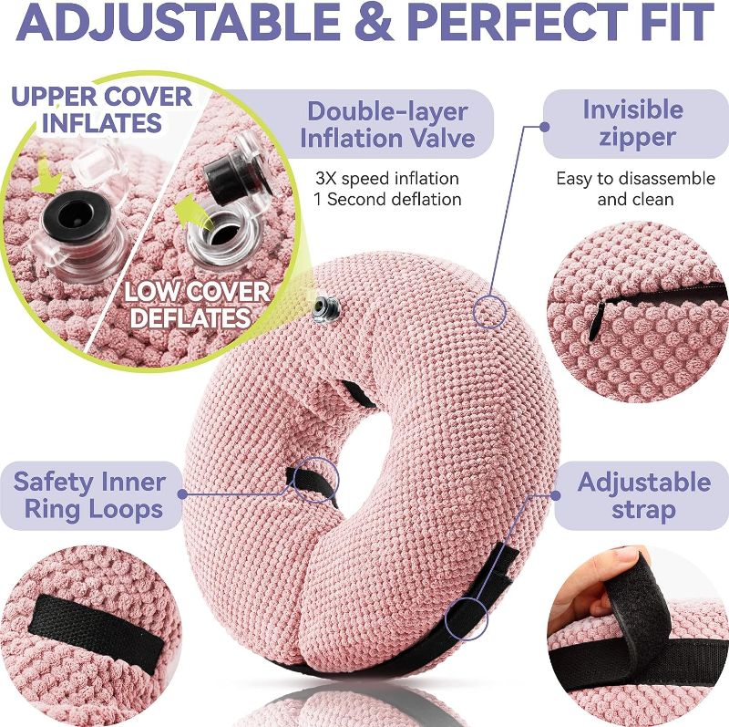 Photo 4 of Loflaze Soft Inflatable Dog Cone Collar for Large Medium Small Dogs Cats After Surgery - Dog Neck Donut, E Collar, Elizabethan Collar Alternatives for Dogs... Size M
