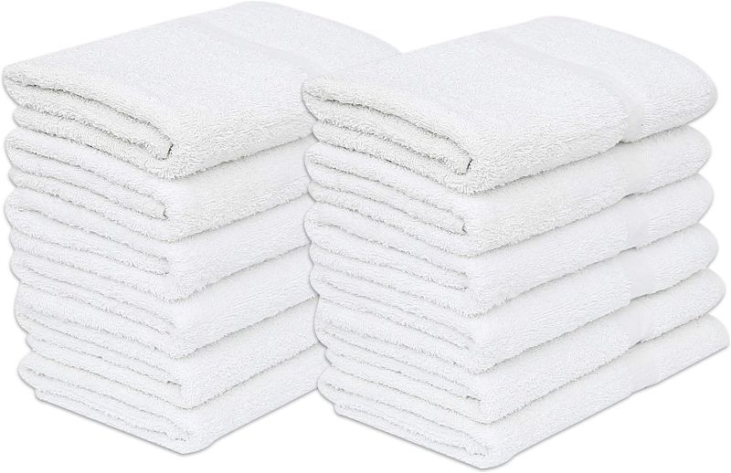 Photo 1 of 12 White Economy Bath Towels Bulk Cotton Blend for Softness-Commercial Grade Easy Care
