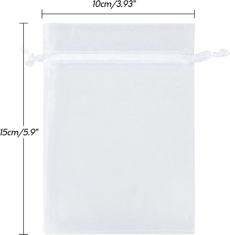 Photo 3 of 100Pcs Organza Bags,Organza Bags 4 x 6 inches,White Organza Bags with Drawstring,Christmas Wedding Favors Gift Bags,Jewelry Candy Mesh Pouches
