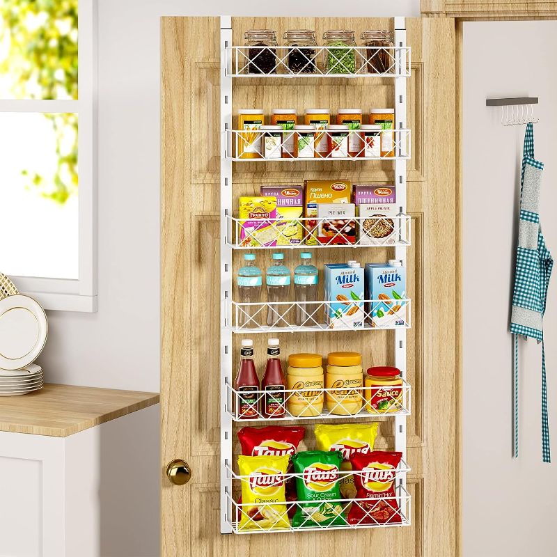 Photo 1 of 1Easylife Pantry Door Organizer, Over the Door Pantry Organizer with 6 Height-Adjustable Baskets, Heavy-duty Metal Pantry Organization and Storage, Hanging Spice Rack for Kitchen Pantry(Cream White)

