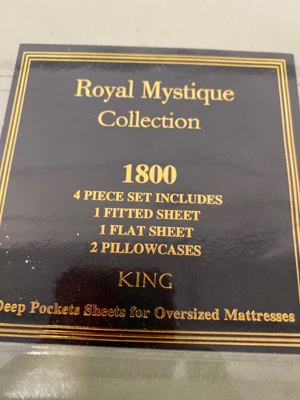 Photo 4 of Royal Collection 1800  King Egyptian Cotton Bamboo Quality Bed Sheet Set with 2- Fitted, 1 Flat and 2 King P/Cases. Wrinkle Free Shrinkage Free (KING, LIGHT GREEN/ OLIVE)
