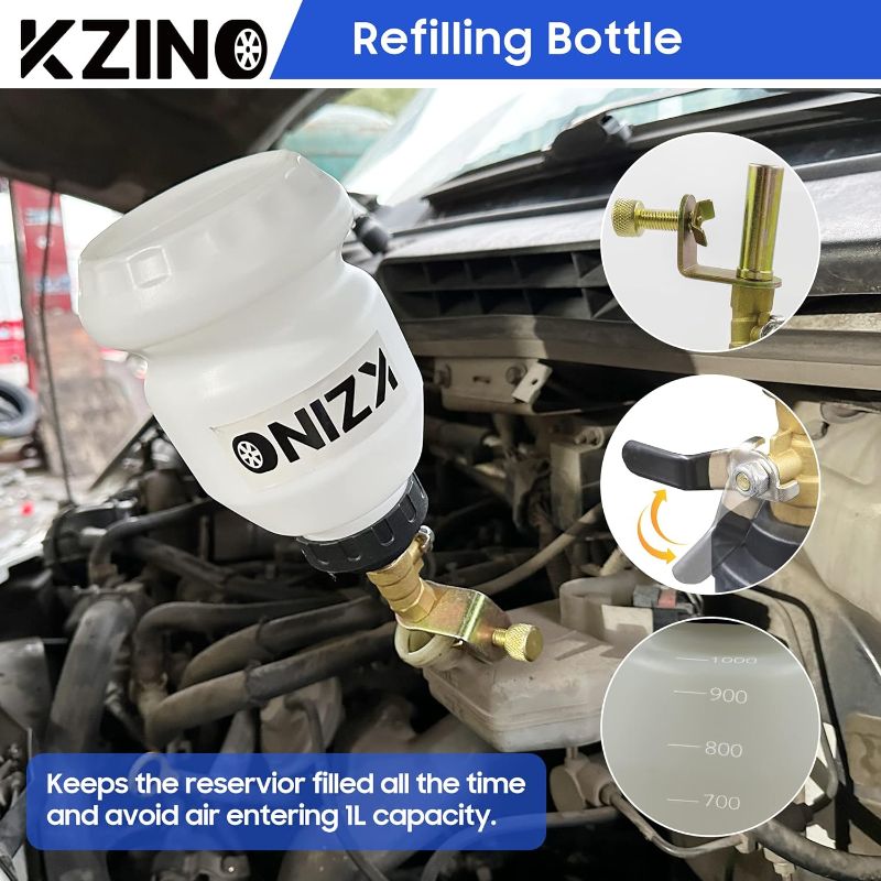 Photo 6 of KZINO- 2L Vacuum Brake Bleeder Air Brake Bleeder Kit with 2L Brake Fluid Extractor and 1L Refilling Bottle
