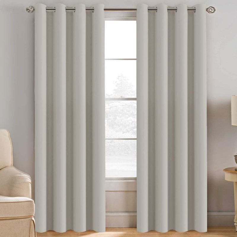Photo 1 of H.VERSAILTEX Room Darkening Curtains for Living Room Blackout Thermal Insulated Energy Efficient Winow Treatment Extra Long Curtains/Drapes, Grommet Top, One Panel - White /Cream
