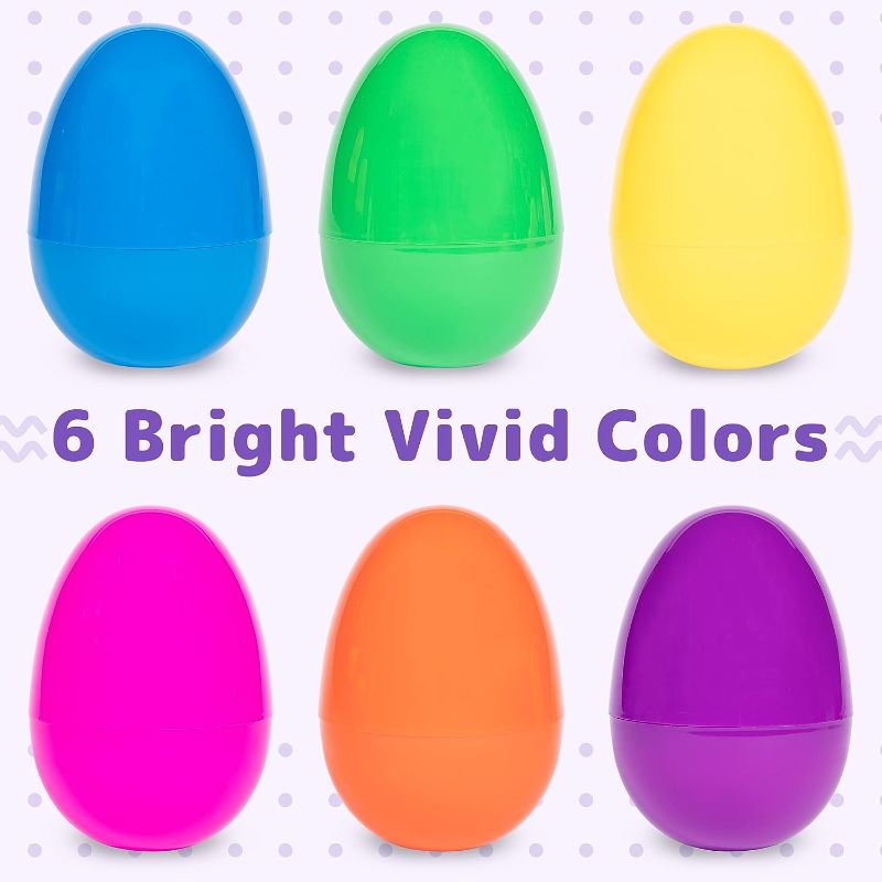 Photo 1 of 6 Pack  Jumbo Unfilled Easter Eggs, 6 pcs | Empty Plastic Eggs Bulk, Egg Toy Pack, Big Giant Easter Egg, Jumbo Eggs | Large Easter Eggs Empty, Party Decoration, Color Party Pack, 6 Pack Color Eggs
