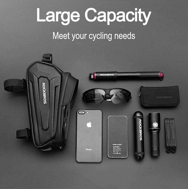 Photo 5 of ROCKBROS Bike Phone Bag Waterproof Bike Phone Mount Bag Bike Accessories EVA Hard Shell Bike Phone Pouch with Rain Cover Compatible with iPhone 14/12/11 Pro XR XS Max Phones Below 
