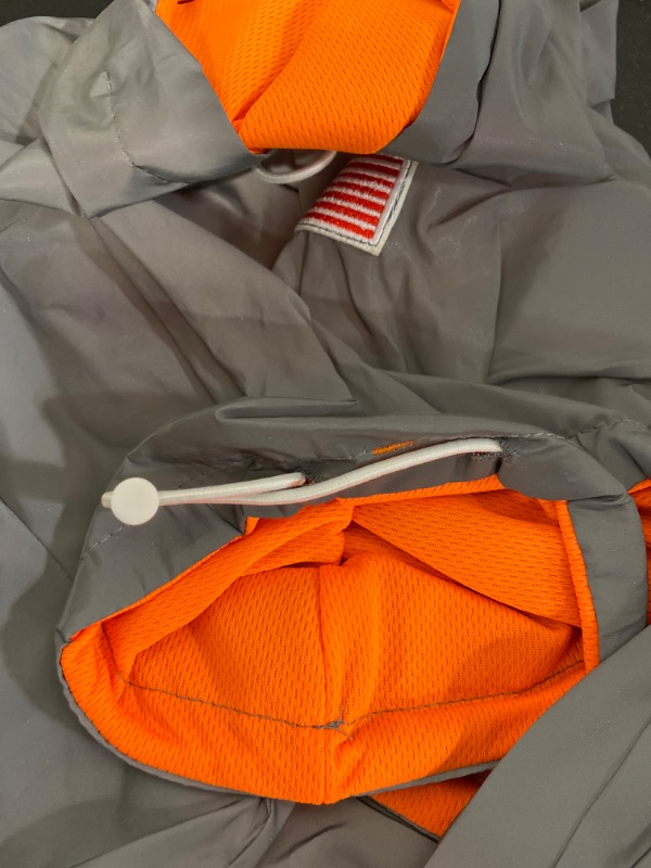 Photo 5 of Reflective Dog Raincoat - Waterproof Rain Jacket , Fully Reflective & Adjustable Pet Rain Poncho for Dogs -Grey/ Orange (XL)
