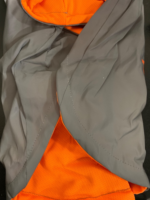 Photo 6 of Reflective Dog Raincoat - Waterproof Rain Jacket , Fully Reflective & Adjustable Pet Rain Poncho for Dogs -Grey/ Orange (XL)
