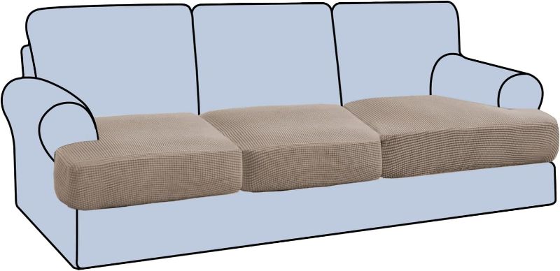 Photo 1 of H.VERSAILTEX Stretch 3 Piece T Cushion Sofa Slipcovers Individually Sofa Cushion Covers for 3 Cushion Couch Sofa Seat Cushion Covers with Elastic Bands...
