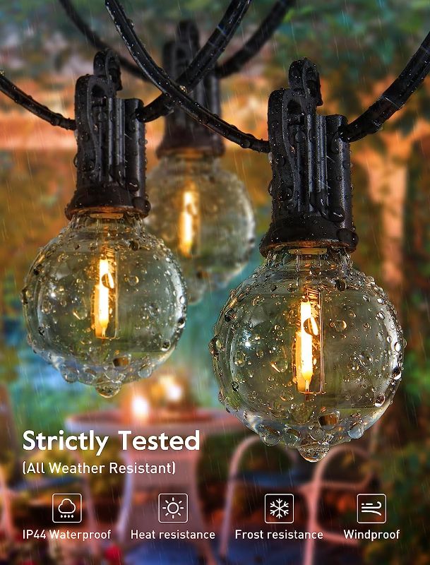 Photo 1 of Outdoor String Lights 50FT  G40 Globe LED Patio Lights with 13 Edison Plastic Bulbs(1 Spare), Waterproof Connectable Hanging Christmas Lights for Backyard...
