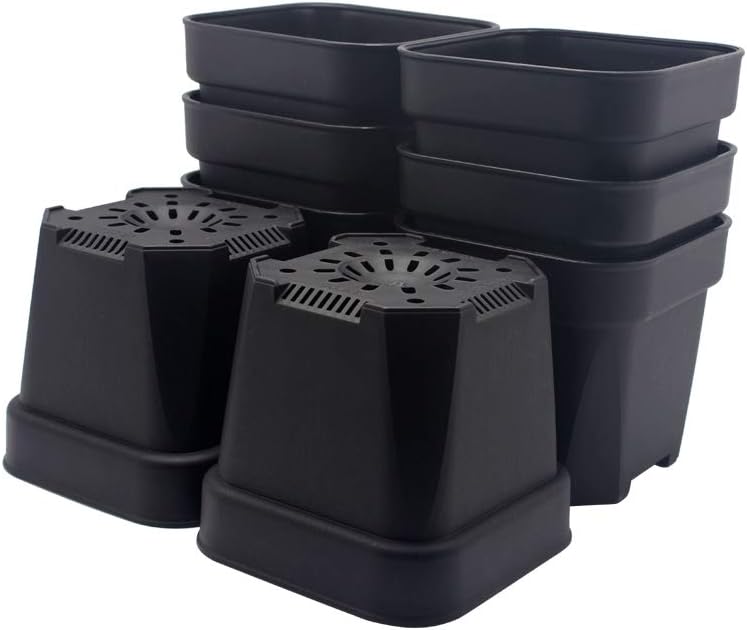 Photo 1 of BangQiao  Plastic Square Flower Nursery Seedlings Pot Planter Container, Pack of 8, Black
