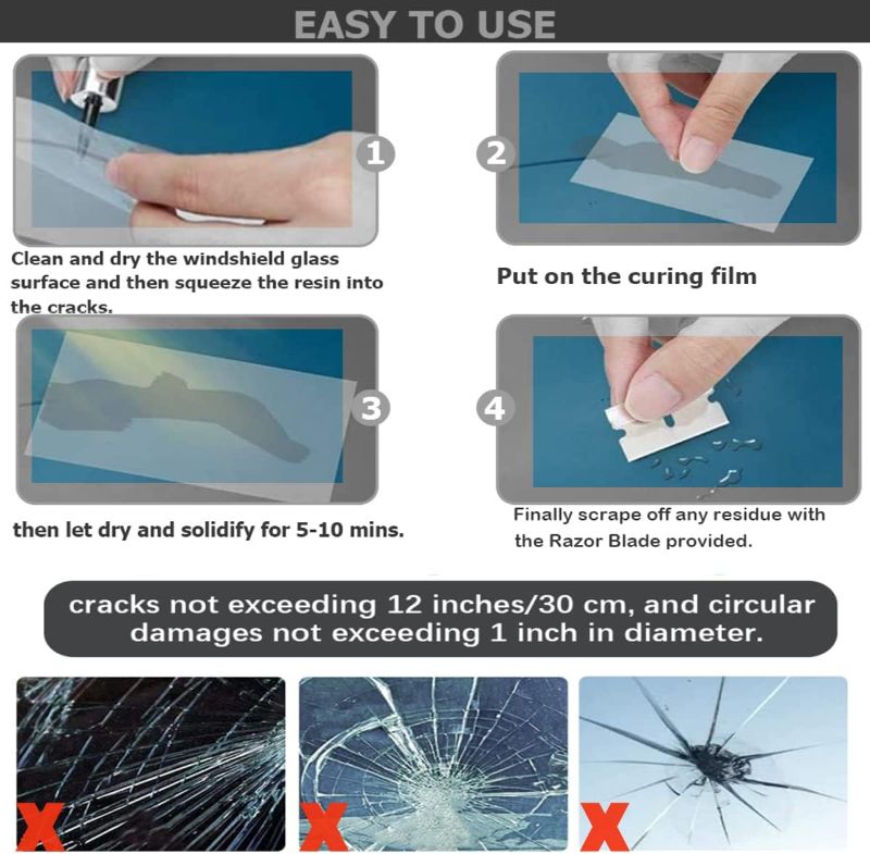 Photo 1 of KMOOL Windshield Repair Kit, Cracks Gone Glass Kit Automotive Windscreen Tool for Fixing Chips, and Star-Shaped Crack - Nano Fluid Filler
