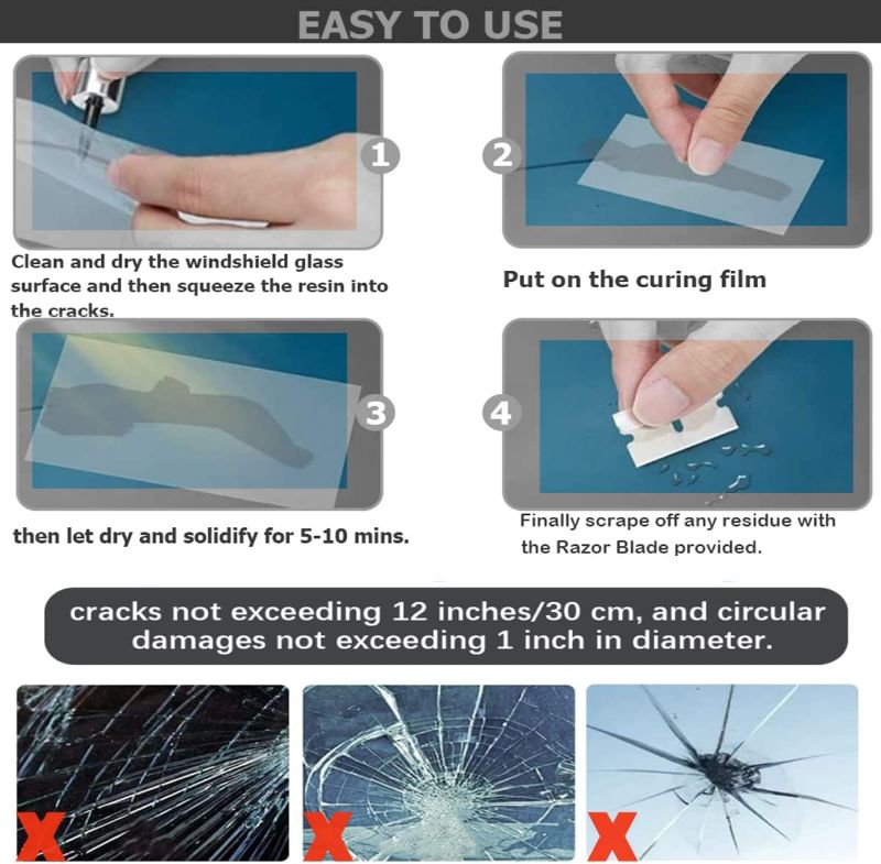 Photo 4 of KMOOL Windshield Repair Kit, Cracks Gone Glass Kit Automotive Windscreen Tool for Fixing Chips, and Star-Shaped Crack - Nano Fluid Filler
