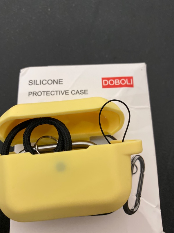 Photo 1 of AirPods Pro Case Cover, Coffea Protective Silicone Case with Keychain for Apple AirPod Pro,(YELLOW)
