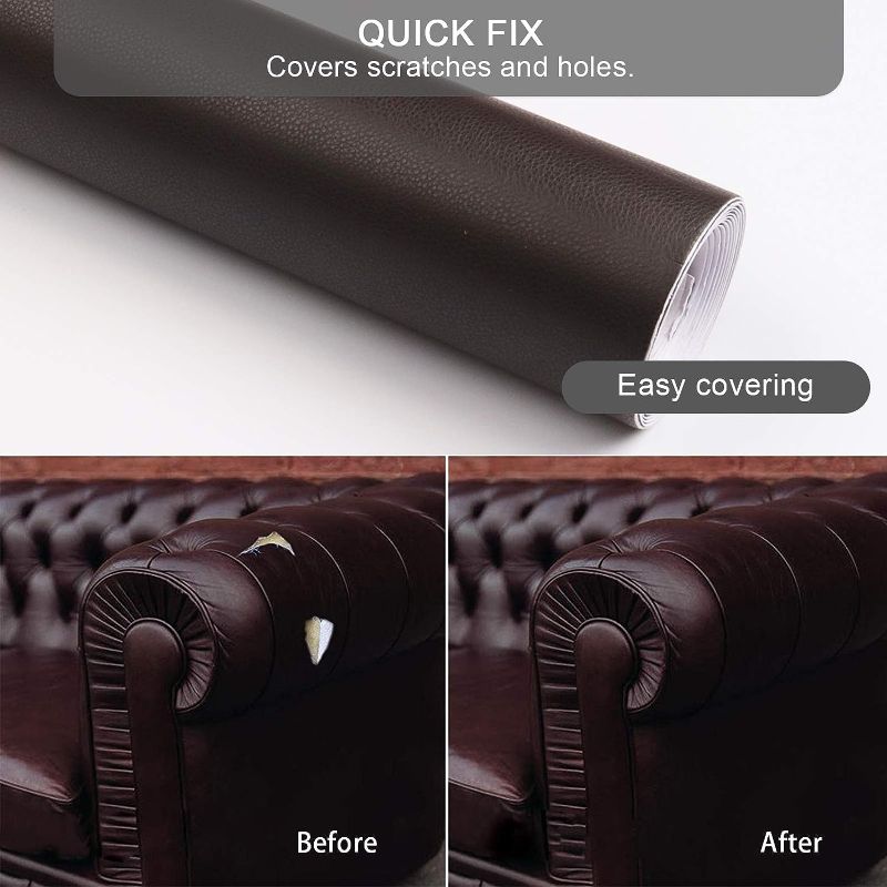 Photo 1 of Leather Repair Tape, Patch for Couch Furniture Sofas Car Seats, Advanced PU Vinyl Leather Repair Kit (Dark Brown)
