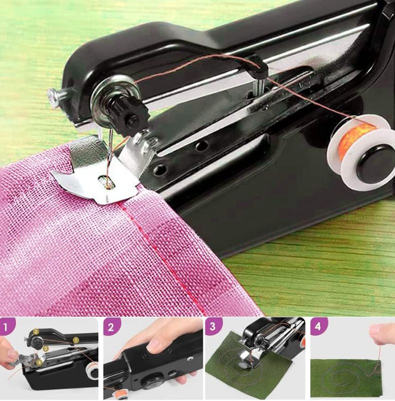 Photo 2 of Black Handheld Sewing Machine, Mini Portable Electric Sewing Machine for Adult, Easy to Use and Fast Stitch Suitable for Clothes,Fabrics, DIY Home Travel1
