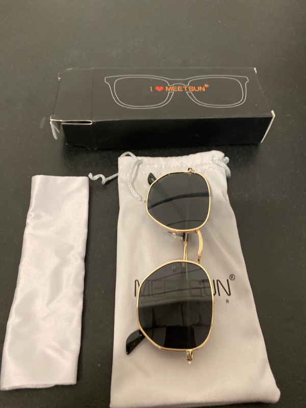 Photo 1 of MEETSUN Polarized Hexagon Sunglasses for Women Men Polygon Square Sun Glasses UV400 Protection Metal Frame
