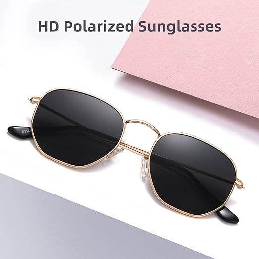 Photo 2 of MEETSUN Polarized Hexagon Sunglasses for Women Men Polygon Square Sun Glasses UV400 Protection Metal Frame

