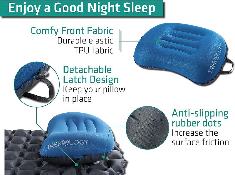 Photo 3 of TREKOLOGY Ultralight Inflatable Camping Travel Pillow - ALUFT 2.0 Compressible, Compact, Comfortable, Ergonomic Inflating Pillows for Neck & Lumbar Support While Camp, Hiking, Backpacking
