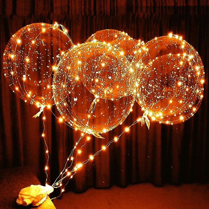 Photo 2 of 12 PACK LED Bobo Balloons, Clear Light Up Balloons,Helium Glow Bubble Balloons with String Lights for Party Birthday Wedding Quinceanera Decorations (Warm White)
