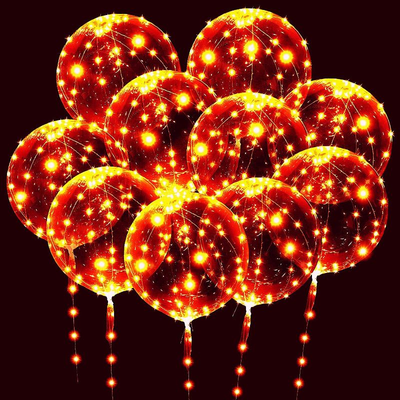 Photo 1 of 12 PACK LED Bobo Balloons, Clear Light Up Balloons,Helium Glow Bubble Balloons with String Lights for Party Birthday Wedding Quinceanera Decorations (Warm White)

