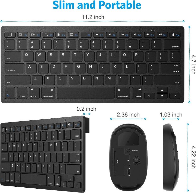 Photo 3 of Bluetooth Keyboard and Mouse Combo, Wireless Keyboard Mouse for iPad Pro 12.9/11, iPad 9th/8th/7th Gen, iPad Air 4, All iPad (iPadOS 13 and Above), and Other Bluetooth Enabled Devices (White)
