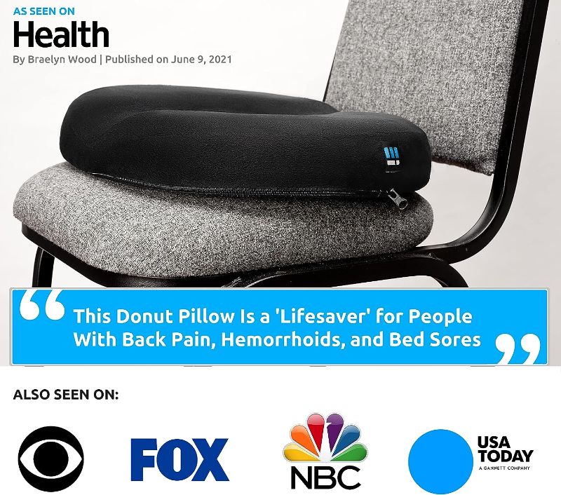 Photo 3 of Ergonomic Innovations Donut Pillow for Tailbone Pain Relief and Hemorrhoids, Donut Cushion for Pregnancy and After Surgery Sitting Relief, Seat Cushion for Desk Chair, Tailbone Office Chair Cushion
