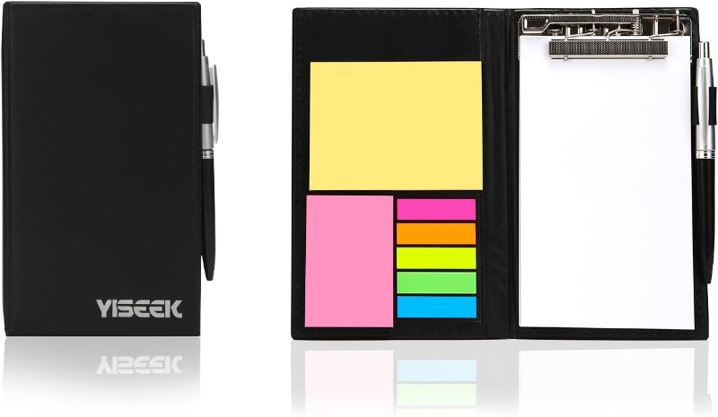 Photo 2 of Sticky Notes Notebooks Colored Page Markers Bundle Set, Rectangular Notes and Index Tabs Flags Organizer, W/ Fashion Ballpoint Pen, Leather Look Design Holder,Office and Teacher Gift.YISEEK
