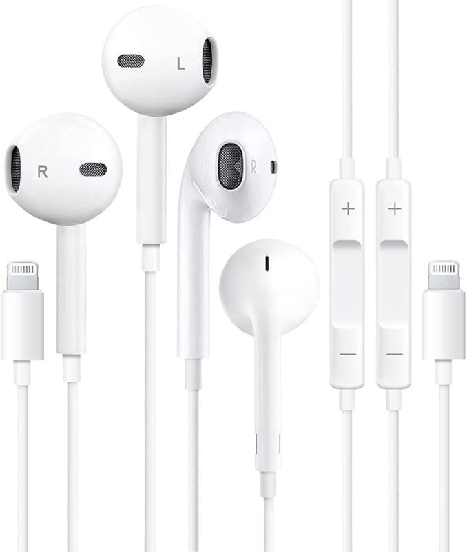 Photo 1 of 2 Packs Apple Earbuds [Apple MFi Certified] Earphones Wired with Microphone for Apple Charging Entry iPhone Headphones
