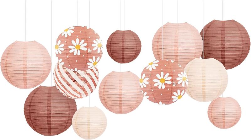 Photo 1 of AOBKIAT Decorations Paper Lanterns Kit, 12 PCS Rose Gold Round Lanterns for Wedding Engagement Anniversary Bridal Shower Baby Shower Bachelorette Birthday Party
