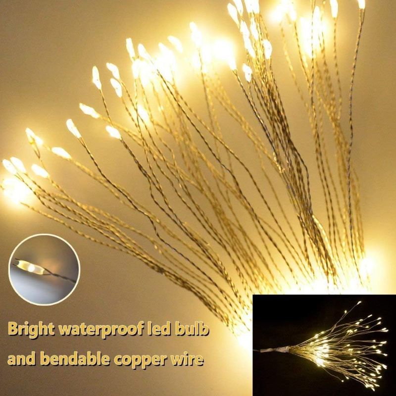 Photo 1 of Pack Firework Lights Led Copper Wire Starburst String Lights 8 Modes Battery Operated Fairy Lights with Remote,Wedding Christmas Decorative Hanging Lights for Party Patio Garden Decoration
