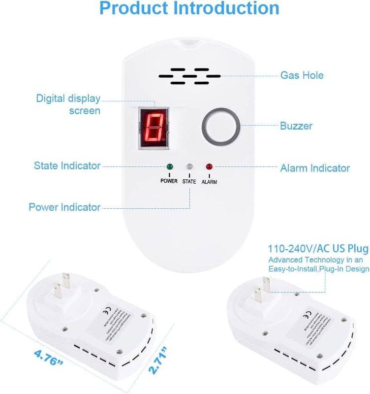 Photo 2 of Gas Leak Detector, Natural Digital Gas Detector, Home Gas Alarm, Gas Leak Detector,High Sensitivity LPG LNG Coal Natural Gas Leak Detection, Alarm Monitor Sensor
