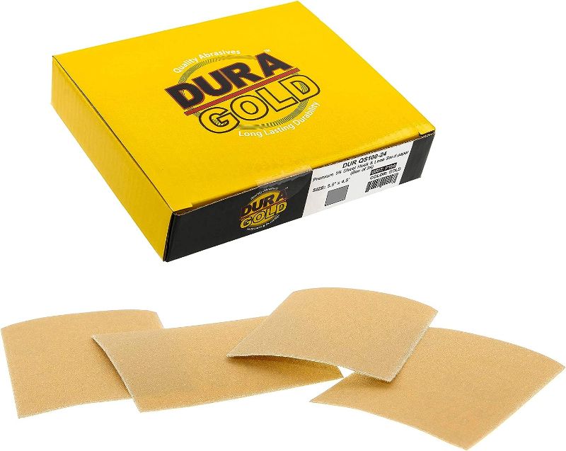 Photo 1 of Dura-Gold Premium 1/4 Sheet Gold Sandpaper Sheets, 100 Grit (Box of 24) - 
