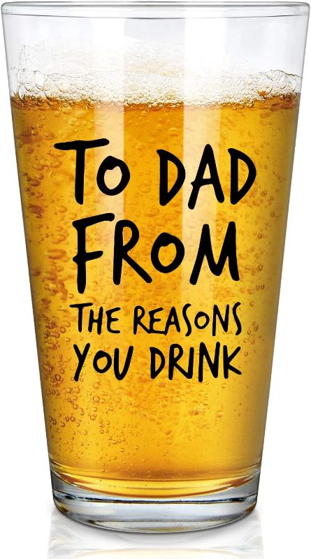 Photo 1 of To Dad From the Reasons You Drink Beer Glass, Funny Dad Beer Pint Glass 15Oz for Dad, New Dad, Papa, Husband - Dad Gift for Birthday Father's Day
