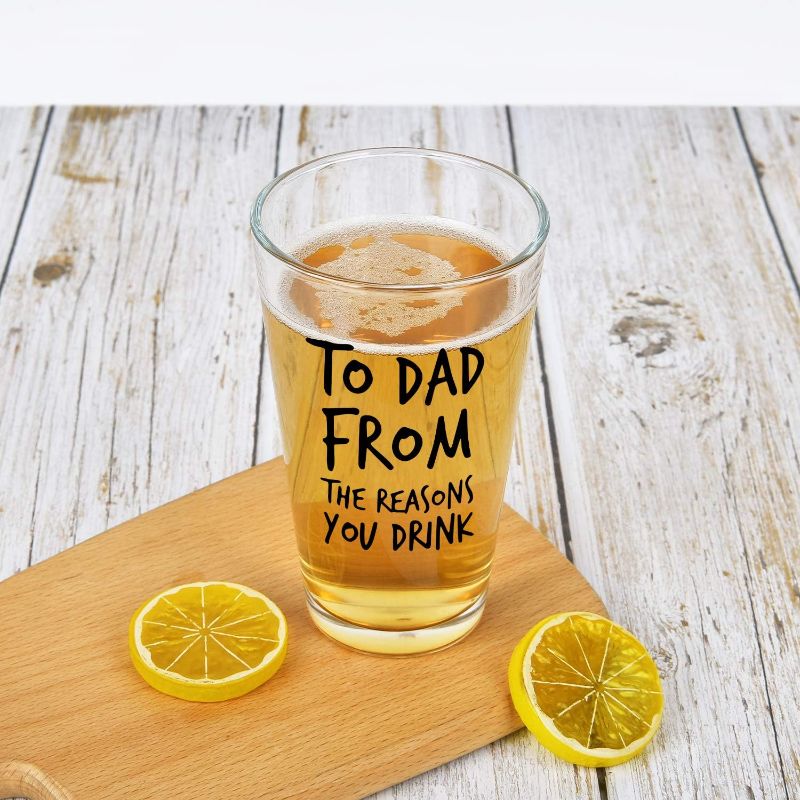 Photo 3 of To Dad From the Reasons You Drink Beer Glass, Funny Dad Beer Pint Glass 15Oz for Dad, New Dad, Papa, Husband - Dad Gift for Birthday Father's Day
