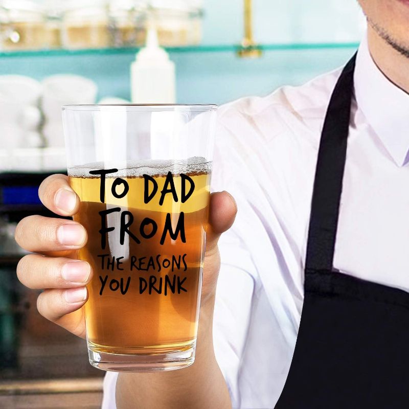 Photo 2 of To Dad From the Reasons You Drink Beer Glass, Funny Dad Beer Pint Glass 15Oz for Dad, New Dad, Papa, Husband - Dad Gift for Birthday Father's Day
