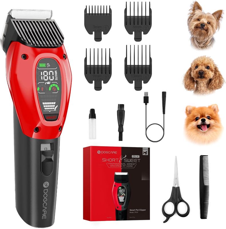 Photo 1 of DOG CARE Smart Dog Clippers, Cordless Dog Grooming Clipper Kit with Heatproof Blades, LED Display, 3 Speeds, Auxiliary Light, Rechargeable Heavy-Duty Professional Pet Hair Trimmer Shaver for Dog Cat
